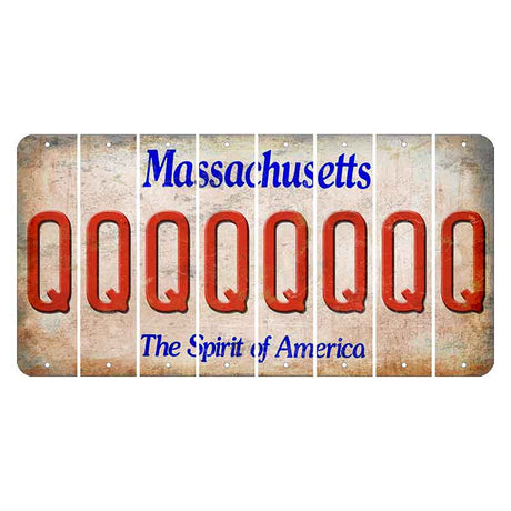 Massachusetts Spirit of America Cut License Plate Strips (Set of 8) Q