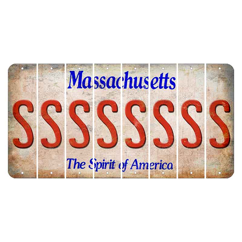 Massachusetts Spirit of America Cut License Plate Strips (Set of 8) S