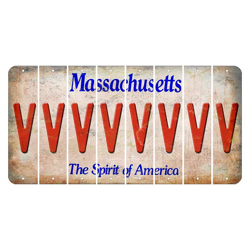 Massachusetts Spirit of America Cut License Plate Strips (Set of 8) V