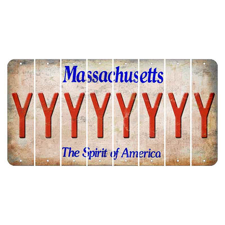 Massachusetts Spirit of America Cut License Plate Strips (Set of 8) Y