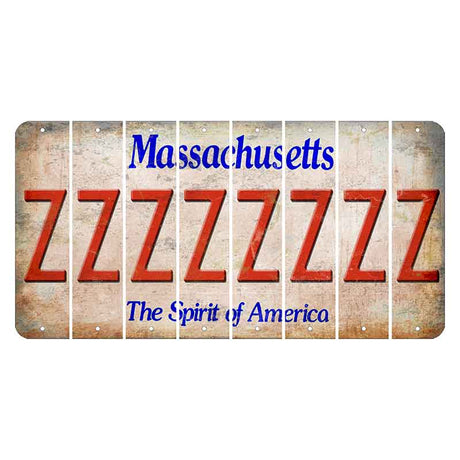 Massachusetts Spirit of America Cut License Plate Strips (Set of 8) Z