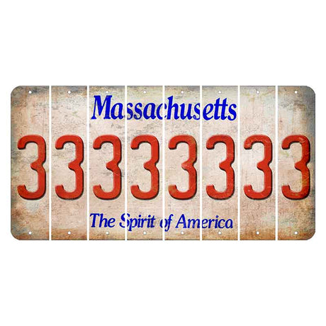 Massachusetts Spirit of America Cut License Plate Strips (Set of 8) 3