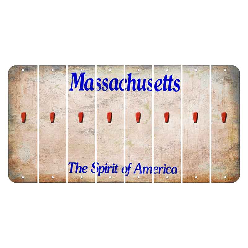 Massachusetts Spirit of America Cut License Plate Strips (Set of 8) Apostrophe