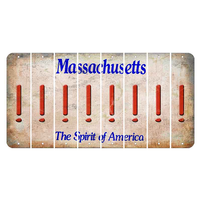 Massachusetts Spirit of America Cut License Plate Strips (Set of 8) Exclamation Point