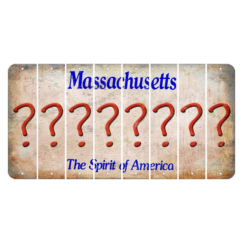 Massachusetts Spirit of America Cut License Plate Strips (Set of 8) Question Mark