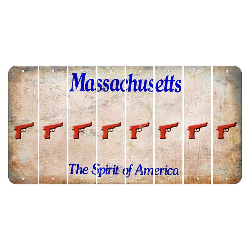 Massachusetts Spirit of America Cut License Plate Strips (Set of 8) Handgun