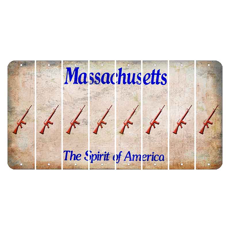 Massachusetts Spirit of America Cut License Plate Strips (Set of 8) Rifle