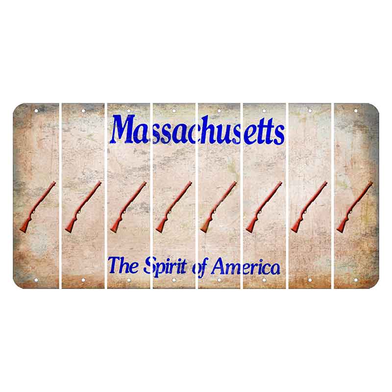 Massachusetts Spirit of America Cut License Plate Strips (Set of 8) Shotgun