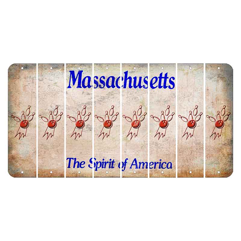 Massachusetts Spirit of America Cut License Plate Strips (Set of 8) Bowling