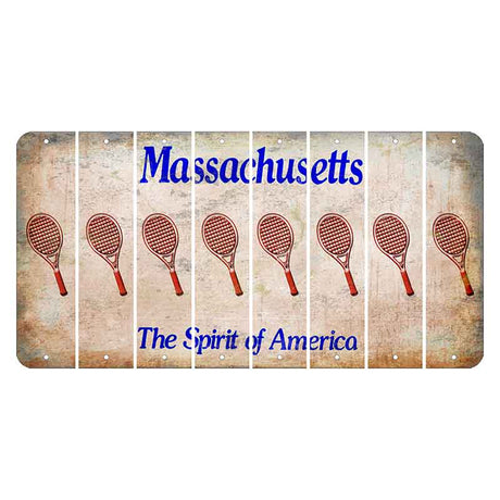 Massachusetts Spirit of America Cut License Plate Strips (Set of 8) Tennis Racket