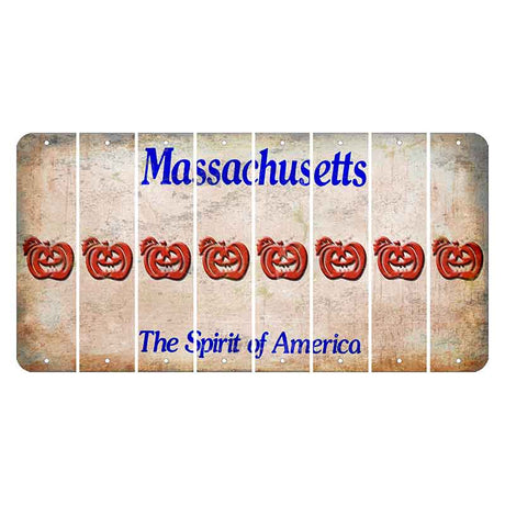 Massachusetts Spirit of America Cut License Plate Strips (Set of 8) Pumpkin