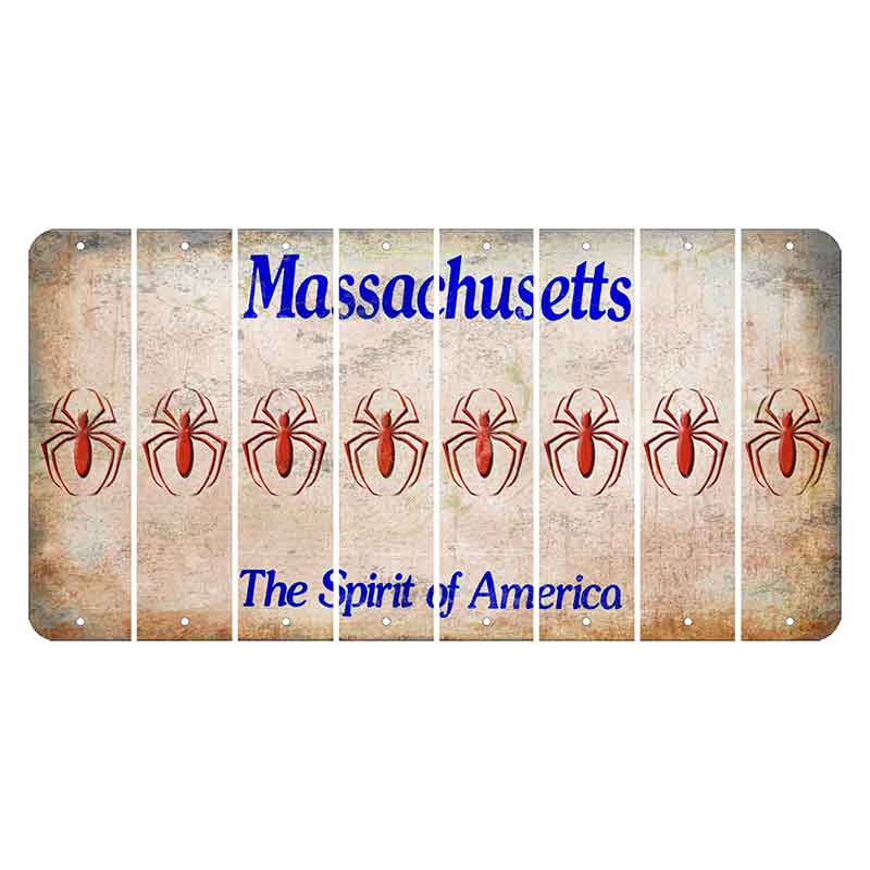 Massachusetts Spirit of America Cut License Plate Strips (Set of 8) Spider