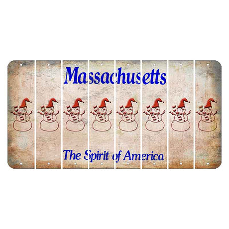 Massachusetts Spirit of America Cut License Plate Strips (Set of 8) Snowman