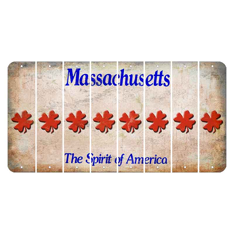 Massachusetts Spirit of America Cut License Plate Strips (Set of 8) Shamrock