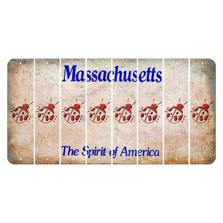 Massachusetts Spirit of America Cut License Plate Strips (Set of 8) Ladybug