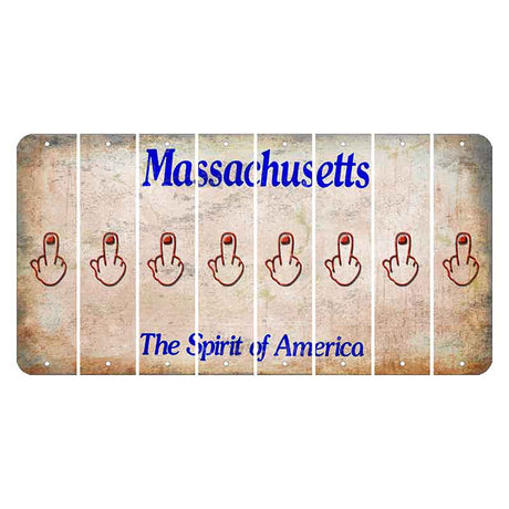 Massachusetts Spirit of America Cut License Plate Strips (Set of 8) Middle Finger