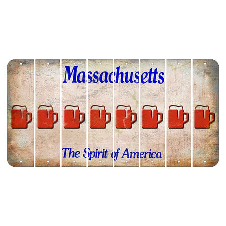 Massachusetts Spirit of America Cut License Plate Strips (Set of 8) Beer Mug