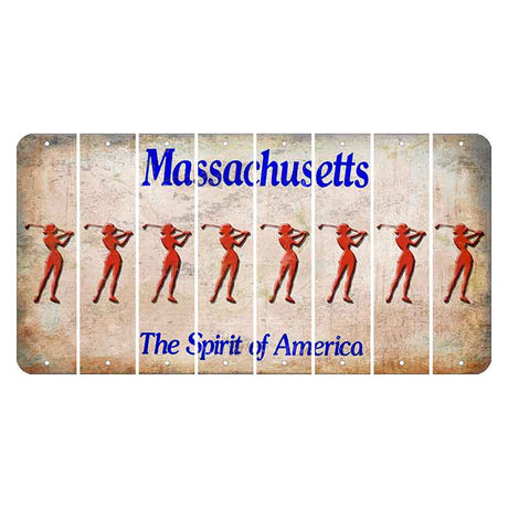 Massachusetts Spirit of America Cut License Plate Strips (Set of 8) Female Golfer