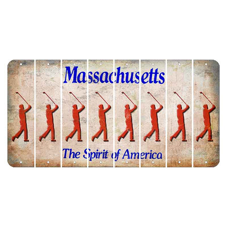 Massachusetts Spirit of America Cut License Plate Strips (Set of 8) Male Golfer