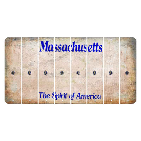 Massachusetts Spirit of America Cut License Plate Strips (Set of 8) State Flag