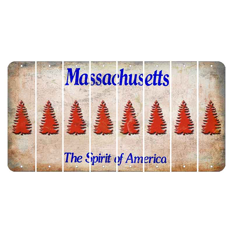 Massachusetts Spirit of America Cut License Plate Strips (Set of 8) Pine Tree