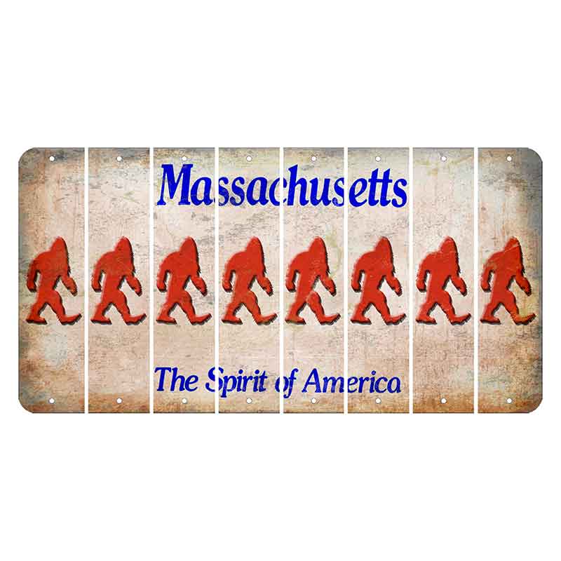 Massachusetts Spirit of America Cut License Plate Strips (Set of 8) Bigfoot