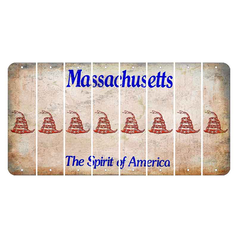 Massachusetts Spirit of America Cut License Plate Strips (Set of 8) Gadsden