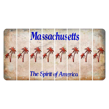 Massachusetts Spirit of America Cut License Plate Strips (Set of 8) Palm Trees