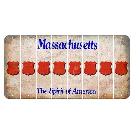 Massachusetts Spirit of America Cut License Plate Strips (Set of 8) Police Badge