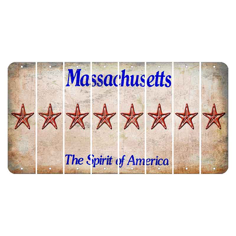 Massachusetts Spirit of America Cut License Plate Strips (Set of 8) Star Fish