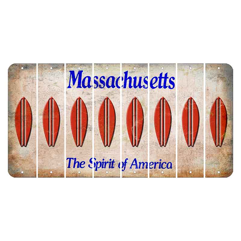 Massachusetts Spirit of America Cut License Plate Strips (Set of 8) Surfboard