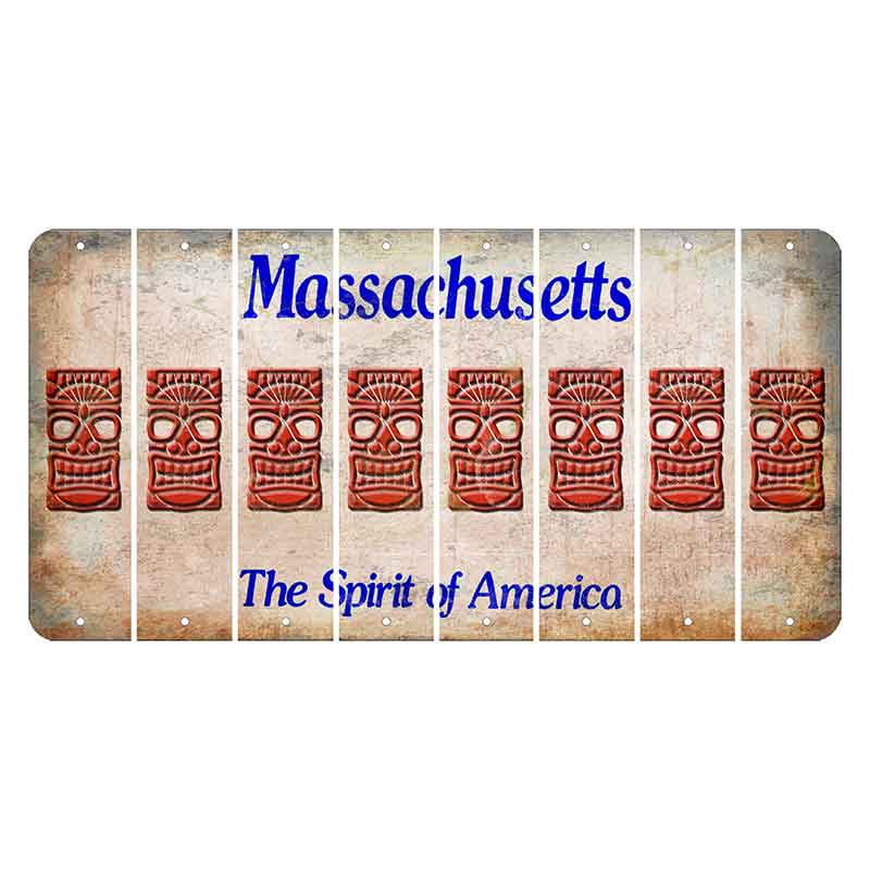 Massachusetts Spirit of America Cut License Plate Strips (Set of 8) Tiki