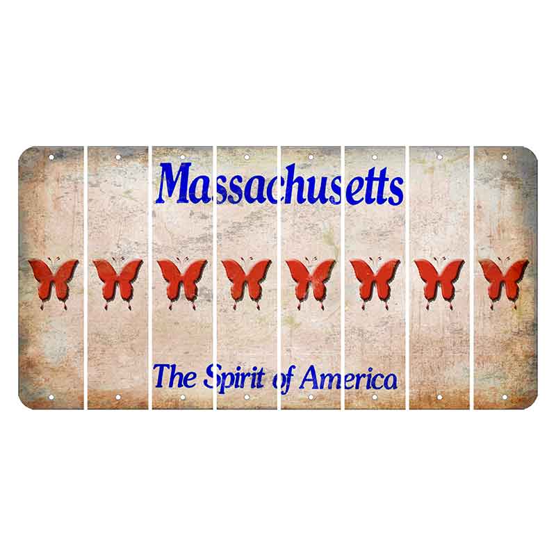 Massachusetts Spirit of America Cut License Plate Strips (Set of 8) Butterfly