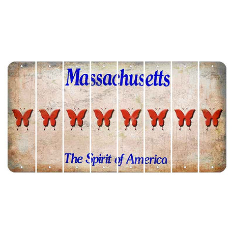 Massachusetts Spirit of America Cut License Plate Strips (Set of 8) Butterfly