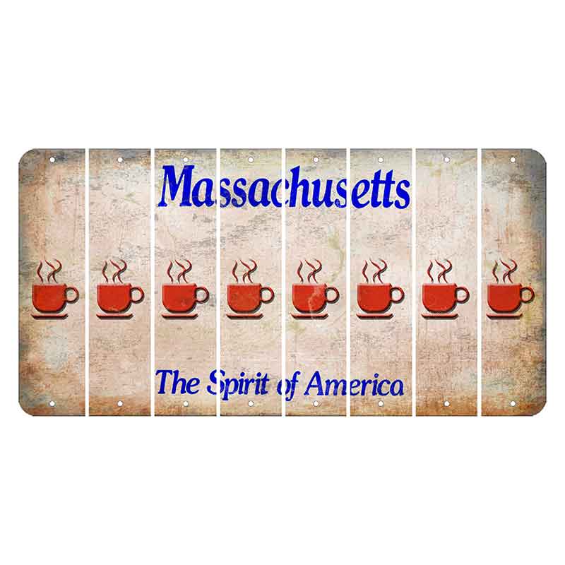 Massachusetts Spirit of America Cut License Plate Strips (Set of 8) Coffee Mug