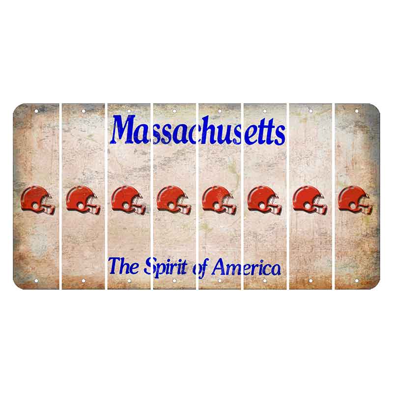 Massachusetts Spirit of America Cut License Plate Strips (Set of 8) Football Helmet