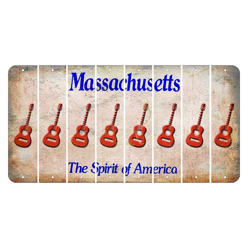 Massachusetts Spirit of America Cut License Plate Strips (Set of 8) Guitar