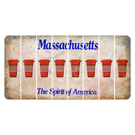 Massachusetts Spirit of America Cut License Plate Strips (Set of 8) Latte