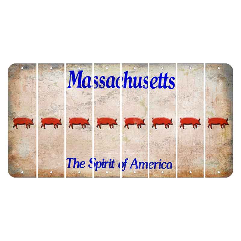 Massachusetts Spirit of America Cut License Plate Strips (Set of 8) Pig