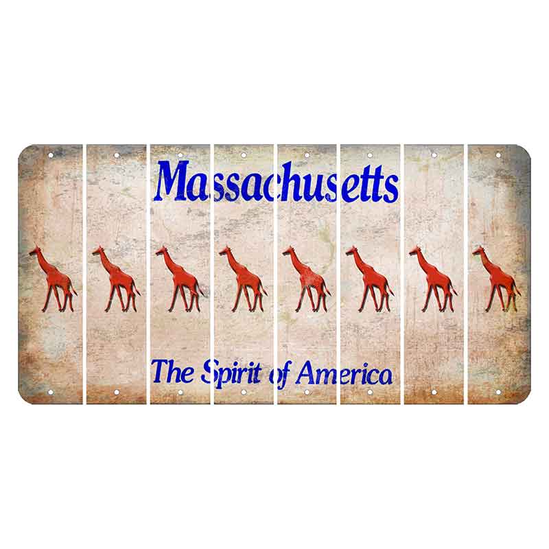 Massachusetts Spirit of America Cut License Plate Strips (Set of 8) Giraffe