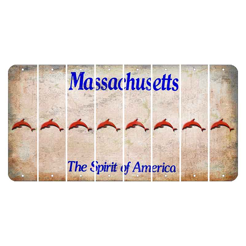 Massachusetts Spirit of America Cut License Plate Strips (Set of 8) Dolphin