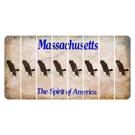 Massachusetts Spirit of America Cut License Plate Strips (Set of 8) Bald Eagle