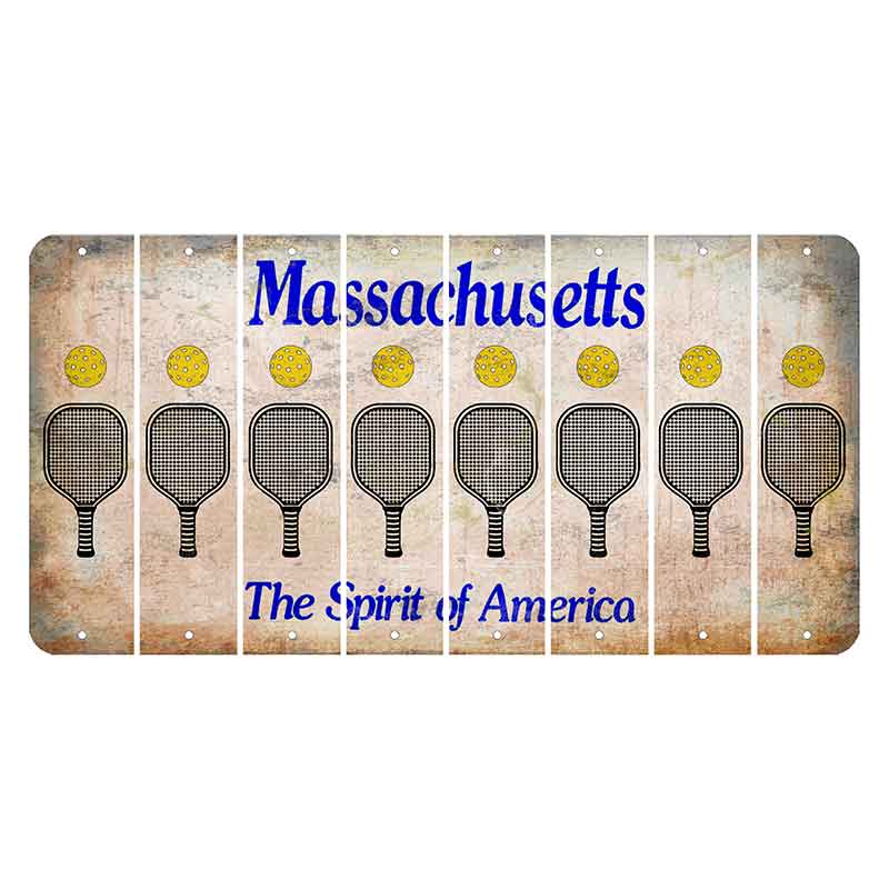 Massachusetts Spirit of America Cut License Plate Strips (Set of 8) Pickleball