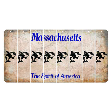 Massachusetts Spirit of America Cut License Plate Strips (Set of 8) Whale