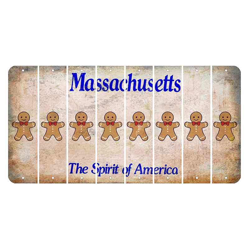 Massachusetts Spirit of America Cut License Plate Strips (Set of 8) Gingerbread Man