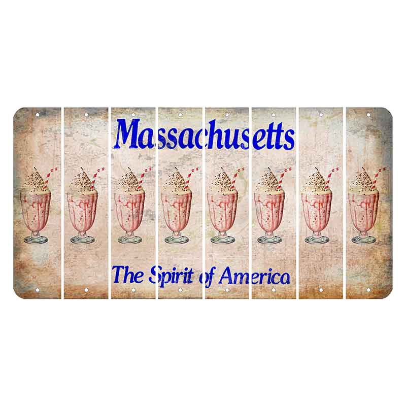 Massachusetts Spirit of America Cut License Plate Strips (Set of 8) Milkshake