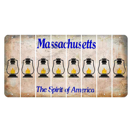 Massachusetts Spirit of America Cut License Plate Strips (Set of 8) Lantern