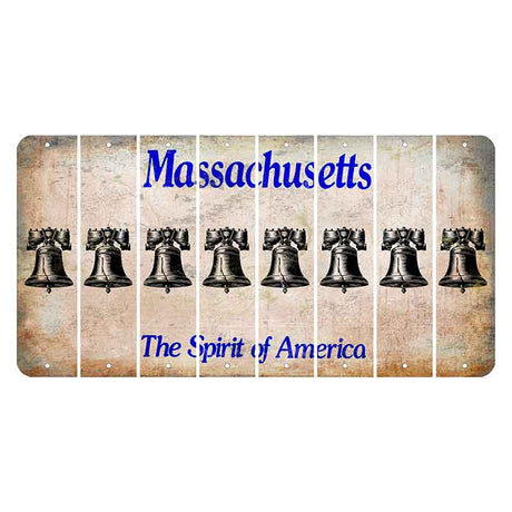 Massachusetts Spirit of America Cut License Plate Strips (Set of 8) Liberty Bell