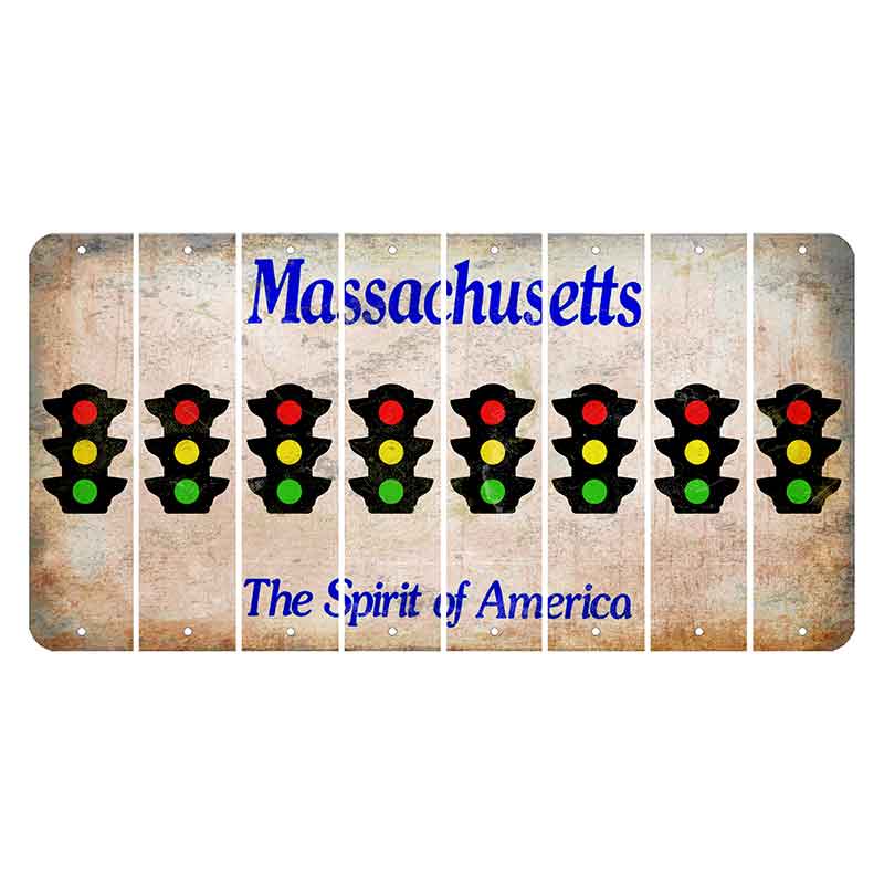 Massachusetts Spirit of America Cut License Plate Strips (Set of 8) Traffic Light