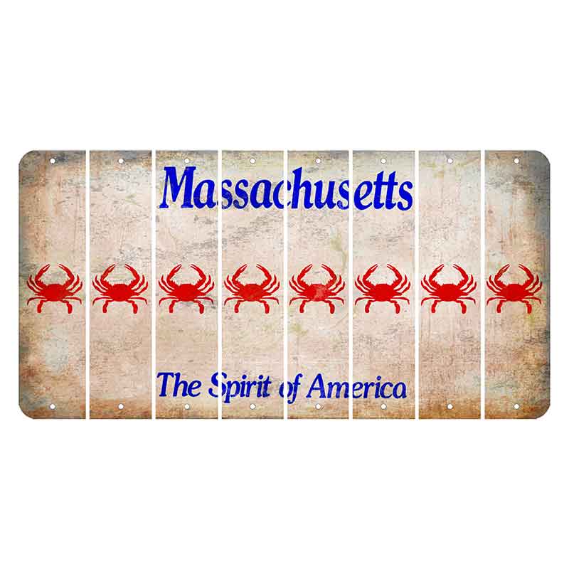 Massachusetts Spirit of America Cut License Plate Strips (Set of 8) Crab